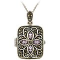 Glitzy Rocks Sterling Silver Marcasite and Amethyst Locket Necklace