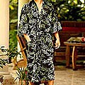 Cotton 'Forest Bamboo' Men's Batik Robe (Indonesia)