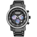 Akribos XXIV Men's Diamond-accented Black Chronograph Bracelet Watch