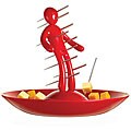 The Ex Skewer Set with Unique Red Holder and Tray designed by Raffaele Iannello