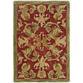 Handmade Flora Burgundy Wool Rug (2' x 3')