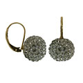 14k Yellow Gold 10-mm Black Crystal Ball Leverback Earrings