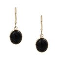 14k Yellow Gold Natural Black Jade Earrings