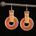 Copper and Fired Orange Enamel Earrings (Chile)