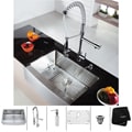 Kraus Stainless Steel Farmhouse Kitchen Sink, Chrome Faucet/ Dispenser