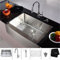 Kraus Stainless Steel Farmhouse Kitchen Sink, Chrome Faucet/ Dispenser