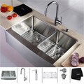 Kraus Stainless Steel Farmhouse Kitchen Sink, Chrome Faucet/ Dispenser