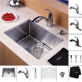 Kraus Stainless Steel Undermount Kitchen Sink, Brass Faucet/ Dispenser