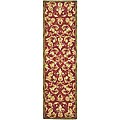 Handmade Flora Burgundy Wool Runner (2'3 x 10')