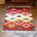 Peruvian 'Masks' Hand-woven Wool Rug (2' x 3')
