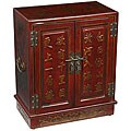 Red Leather Hand-painted End Table/ Storage Cabinet (China)