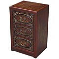 Hand-painted Red Leather Oriental Accent End Table (China)
