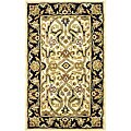 Handmade Heritage Treasures Ivory/ Black Wool Rug (3' x 5')