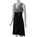 S Max by Adi Women's Zebra Print Ruffled V-neck Sleeveless Dress