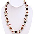 Silver Pearl/ Tiger Eye/ Glass Necklace (China)