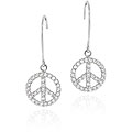 Icz Stonez Sterling Silver Cubic Zirconia Peace Sign Earrings