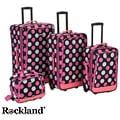 Rockland Pink Polka Dot 4-piece Expandable Luggage Set