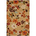 Hand-tufted Aledo-131 Beige Floral Wool Blend Rug (5' x 8')