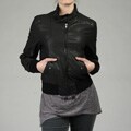 Black Rivet Women's Knit Trim Bomber Jacket