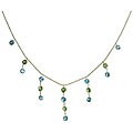 10k Yellow Gold Dangling Blue Topaz and Peridot Necklace