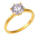 14k Gold Overlay Clear Cubic Zirconia Bridal-inspired Solitaire Ring