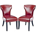 Matty Top-grain Red Leather Side Chairs (Set of 2)