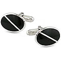 Sterling Silver Synthetic Onyx Cuff Links
