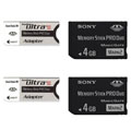 Sony 4GB Memory Stick Pro Duo Mark 2 with SanDisk Ultra II Card Adapters ( Case of 2 of each )