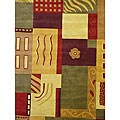 Hand-tufted Maroon New Zealand Wool and Viscose Rug (4' x 6')