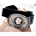 American Coin Treasures Black Enamel Morgan Silver Dollar Belt Buckle