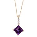 10k Yellow Gold Amethyst and Diamond Necklace