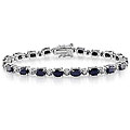 Miadora Sterling Silver Sapphire and Diamond Link Bracelet