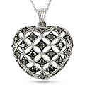 10k White Gold 1ct TDW Black Diamond Heart Necklace
