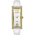 Christian Bernard Women's CZ Goldtone Case White Strap Watch