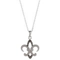 Sterling Silver Black Diamond Accent Fleur de Lis Necklace