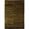Hand-knotted Vegetable Dye Solo Green Hemp Rug (5' x 8')