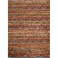 Hand-knotted All-Natural Striped Red/ Multi Rug (2' x 3')