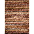 Hand-knotted All-Natural Striped Red/ Multi Rug (6' x 9')