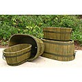 Oval Olive Green Cedar Barrels (Set of 4)