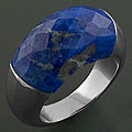 Handcrafted Stainless Steel Faceted Lapis Lazuli Ring (China)