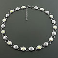 Stainless Steel Mother of Pearl Adjustable Necklace (Italy)