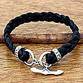 Braided Leather 'Time' Men's Bracelet (Indonesia)