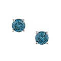 14k White Gold Round-cut 5/8ct TDW Blue Diamond Earrings