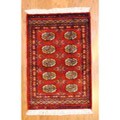 Pakistani Hand-knotted Red Pak Bokhara Wool Rug (2' x 3')