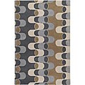 Hand-tufted Contemporary Vibrant Grey/Blue Zealand Wool Abstract Rug (5' x 8')