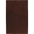 Hand-tufted Contemporary Red/Brown Striped Mayflower Wool Rug (8 ' x 11')