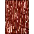 Hand-tufted Red Contemporary Expedition New Zealand Wool Abstract Rug (8' x 11')