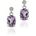 Glitzy Rocks Sterling Silver Amethyst and Diamond Accent Earrings