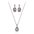 Glitzy Rocks Sterling Silver 7.8 CTW Amethyst Necklace and Earrings Set
