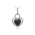 Silver 1/4ct TDW Black and White Diamond Heart Necklace (H-I, I2-I3)